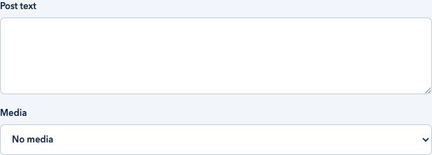 Post text field and Media selector in a blank LinkedIn destination variant.